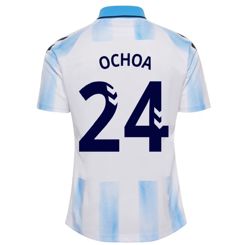 Danxen Hombre Camiseta Aarón Ochoa #24 Blanco Azul 1ª Equipación 2023/24 La Camisa