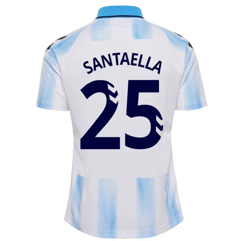 Danxen Hombre Camiseta Miguel Ángel Santaella #25 Blanco Azul 1ª Equipación 2023/24 La Camisa