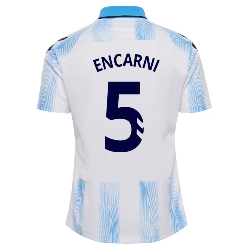 Danxen Hombre Camiseta Encarni #5 Blanco Azul 1ª Equipación 2023/24 La Camisa