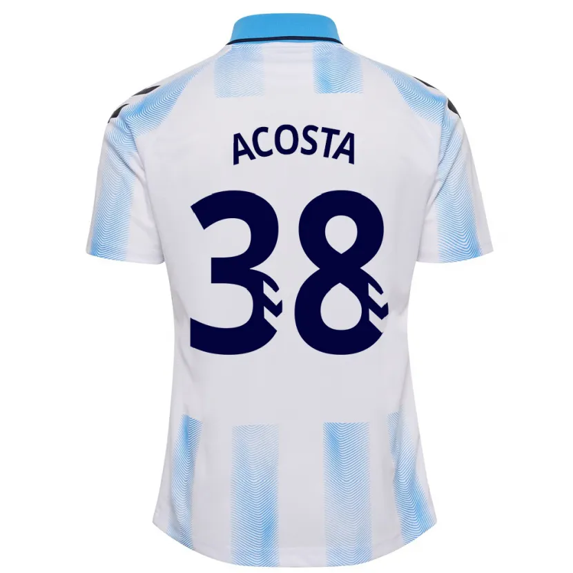 Danxen Hombre Camiseta Judith Acosta #38 Blanco Azul 1ª Equipación 2023/24 La Camisa