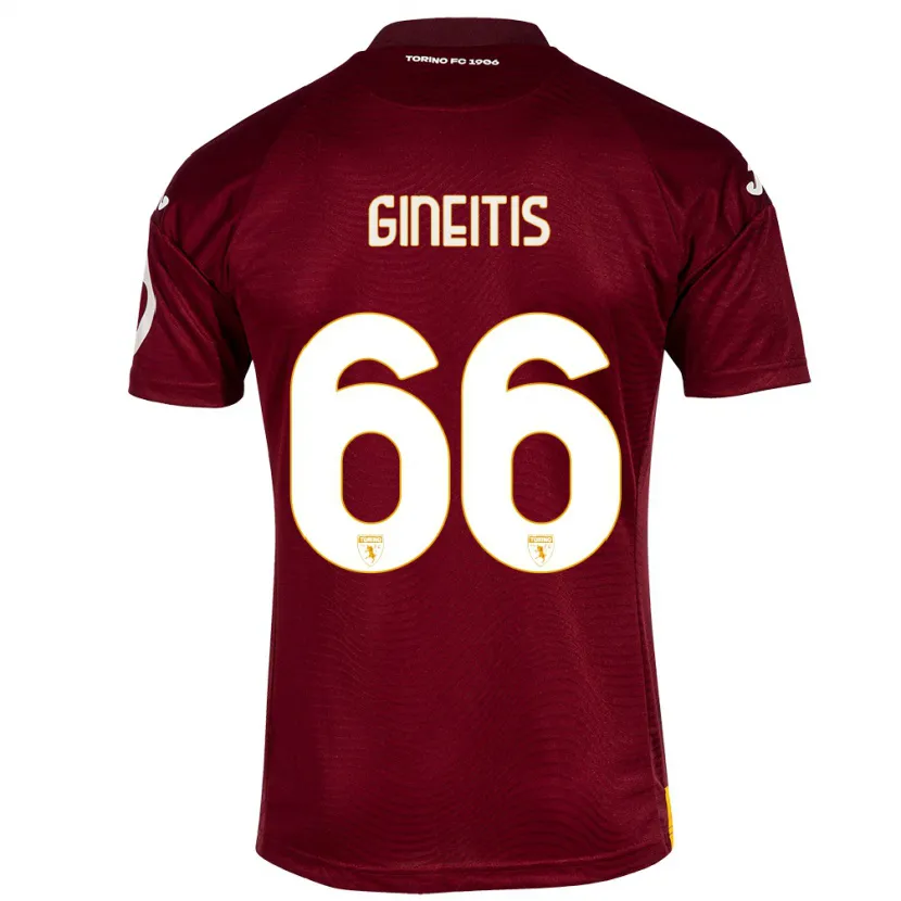 Danxen Hombre Camiseta Gvidas Gineitis #66 Rojo Oscuro 1ª Equipación 2023/24 La Camisa