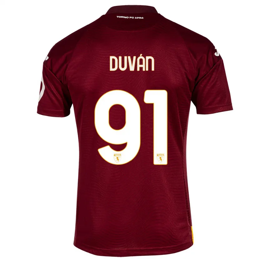 Danxen Hombre Camiseta Duván Zapata #91 Rojo Oscuro 1ª Equipación 2023/24 La Camisa