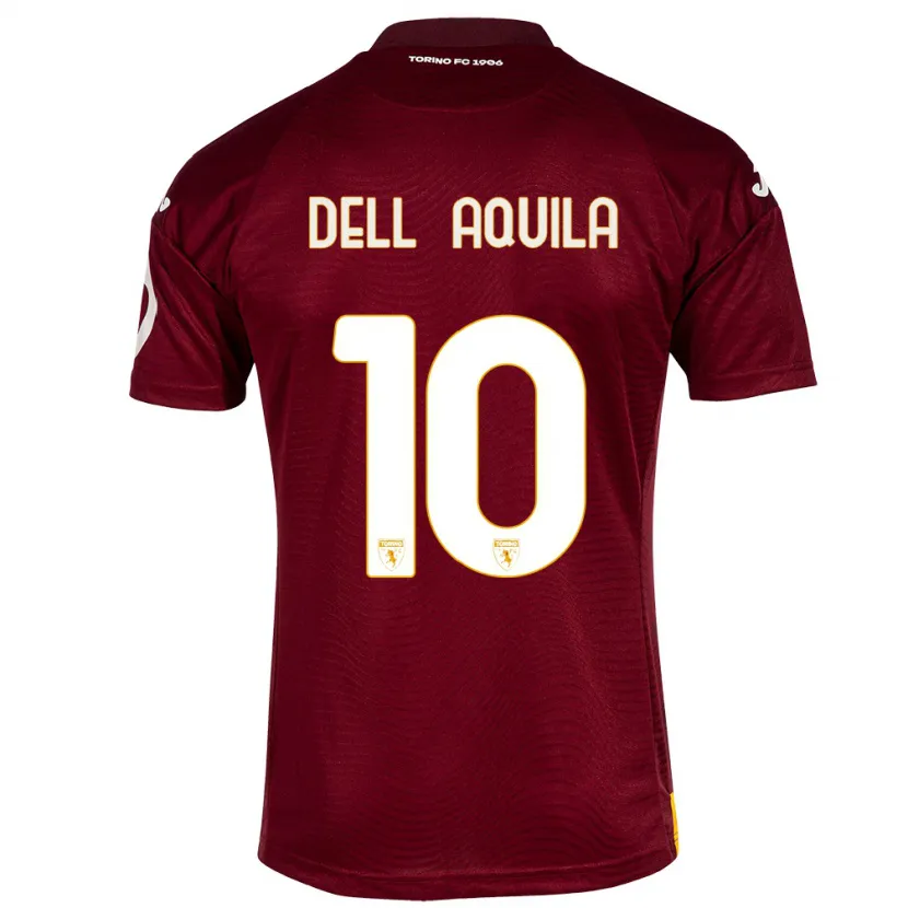 Danxen Hombre Camiseta Francesco Dell'aquila #10 Rojo Oscuro 1ª Equipación 2023/24 La Camisa