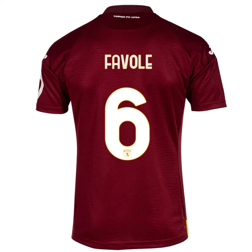 Danxen Hombre Camiseta Stefania Favole #6 Rojo Oscuro 1ª Equipación 2023/24 La Camisa