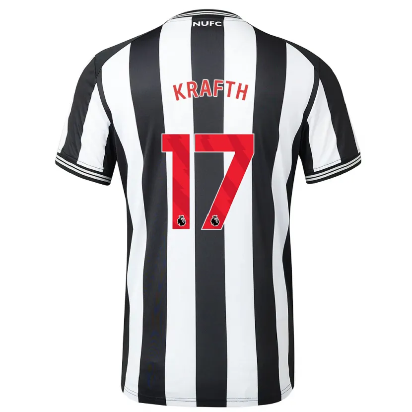 Danxen Hombre Camiseta Emil Krafth #17 Blanco Negro 1ª Equipación 2023/24 La Camisa