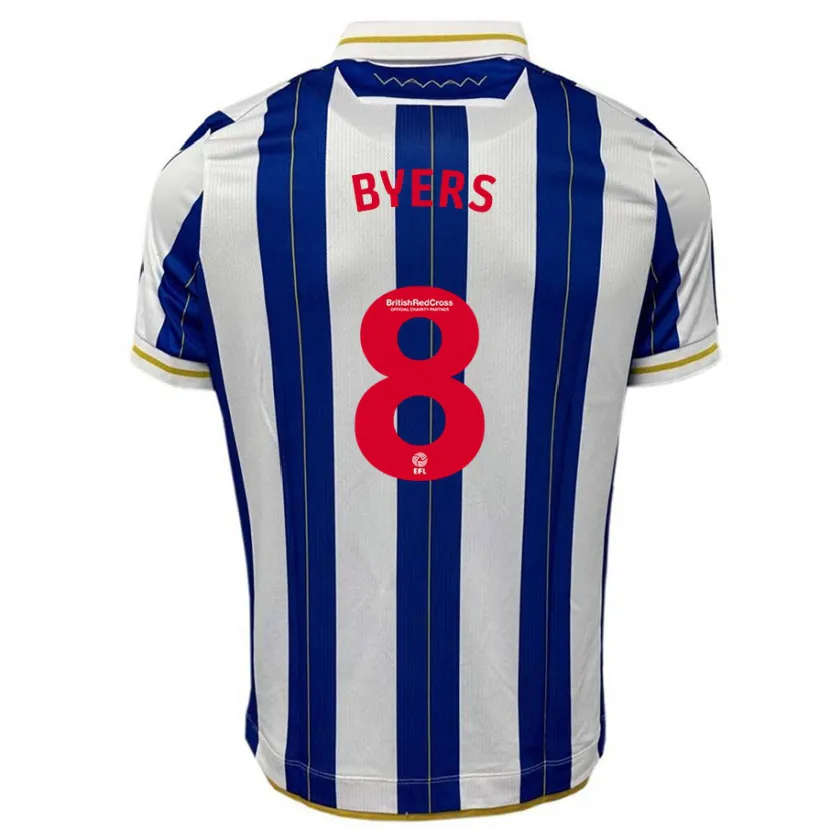 Danxen Hombre Camiseta George Byers #8 Azul Blanco 1ª Equipación 2023/24 La Camisa