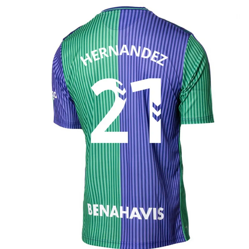 Danxen Hombre Camiseta Juan Hernández #21 Verde Azul 2ª Equipación 2023/24 La Camisa