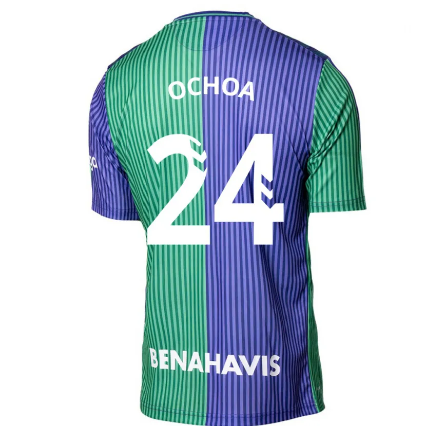 Danxen Hombre Camiseta Aarón Ochoa #24 Verde Azul 2ª Equipación 2023/24 La Camisa