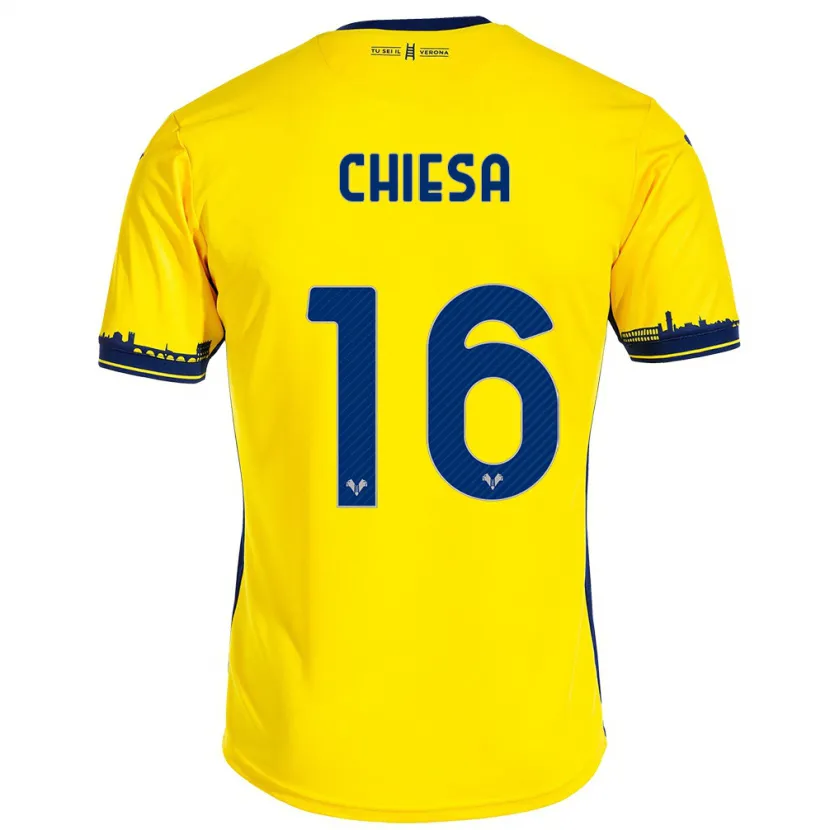 Danxen Hombre Camiseta Mattia Chiesa #16 Amarillo 2ª Equipación 2023/24 La Camisa