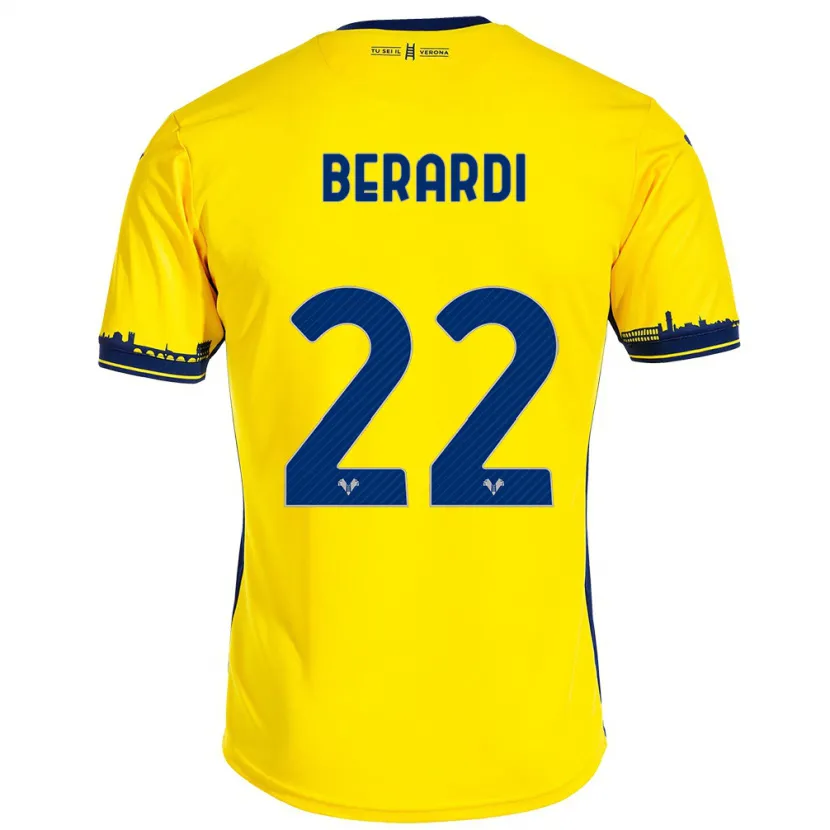 Danxen Hombre Camiseta Alessandro Berardi #22 Amarillo 2ª Equipación 2023/24 La Camisa