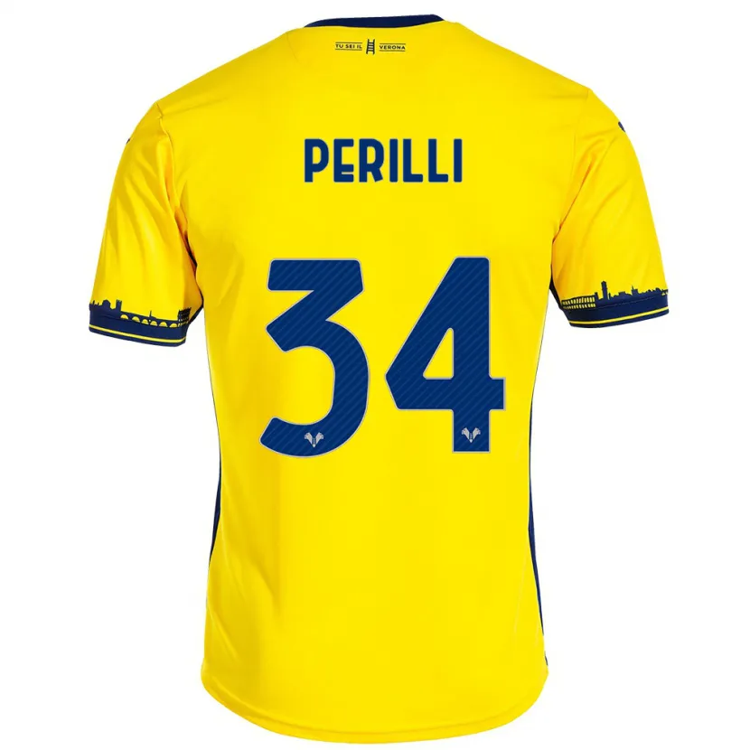 Danxen Hombre Camiseta Simone Perilli #34 Amarillo 2ª Equipación 2023/24 La Camisa