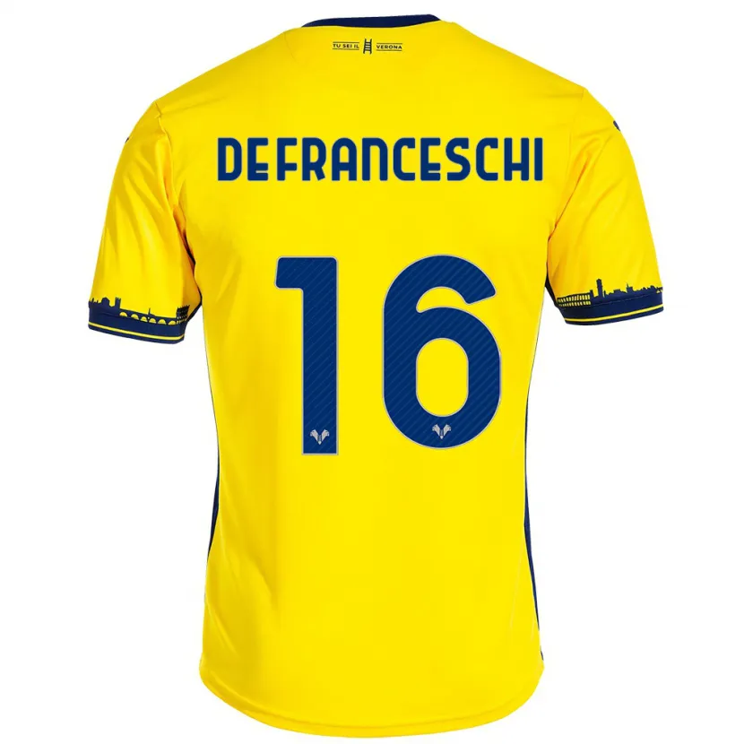 Danxen Hombre Camiseta Edoardo De Franceschi #16 Amarillo 2ª Equipación 2023/24 La Camisa