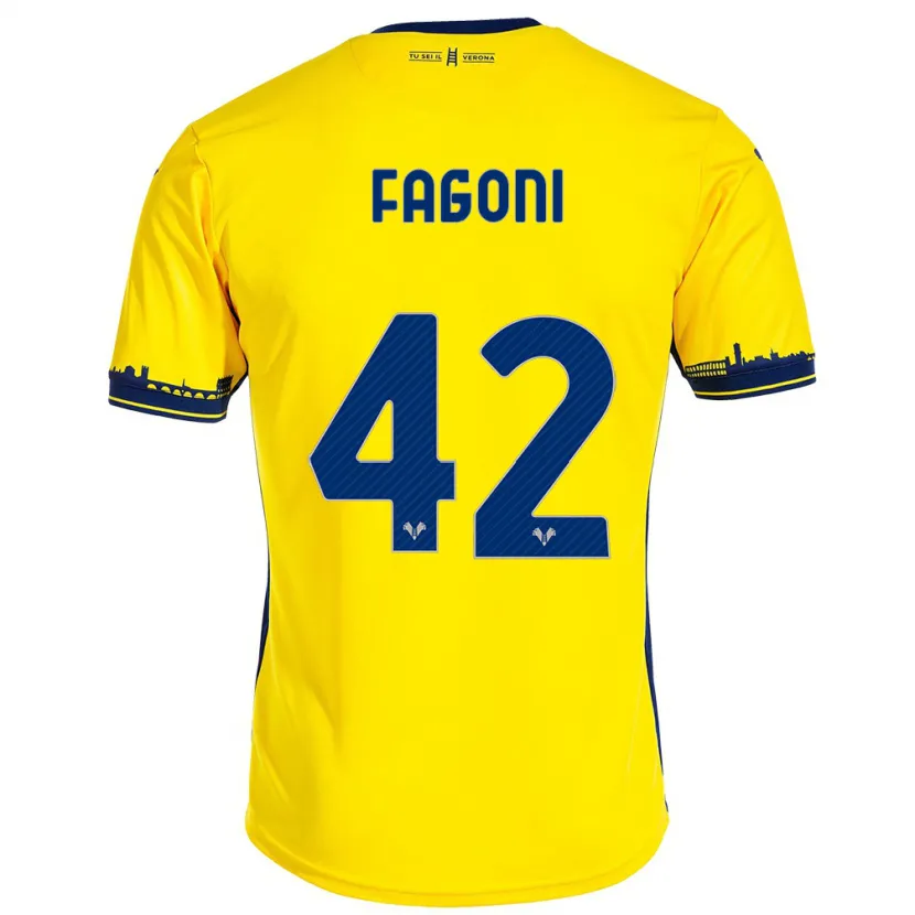 Danxen Hombre Camiseta Marco Fagoni #42 Amarillo 2ª Equipación 2023/24 La Camisa