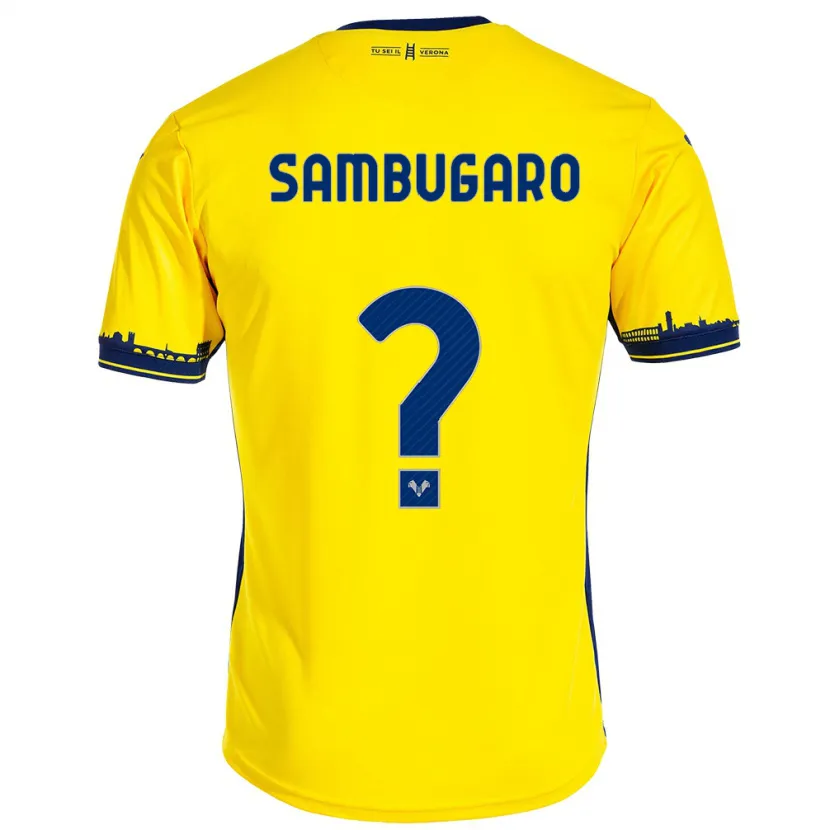 Danxen Hombre Camiseta Mattia Sambugaro #0 Amarillo 2ª Equipación 2023/24 La Camisa