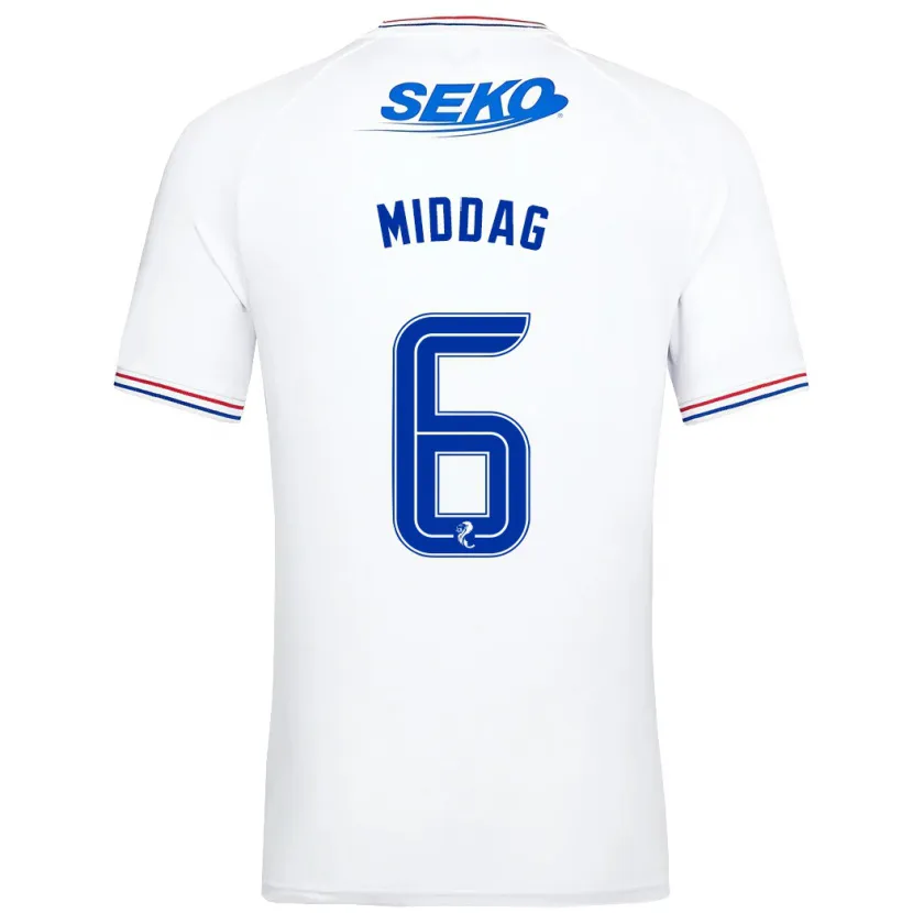 Danxen Hombre Camiseta Tessel Middag #6 Blanco 2ª Equipación 2023/24 La Camisa