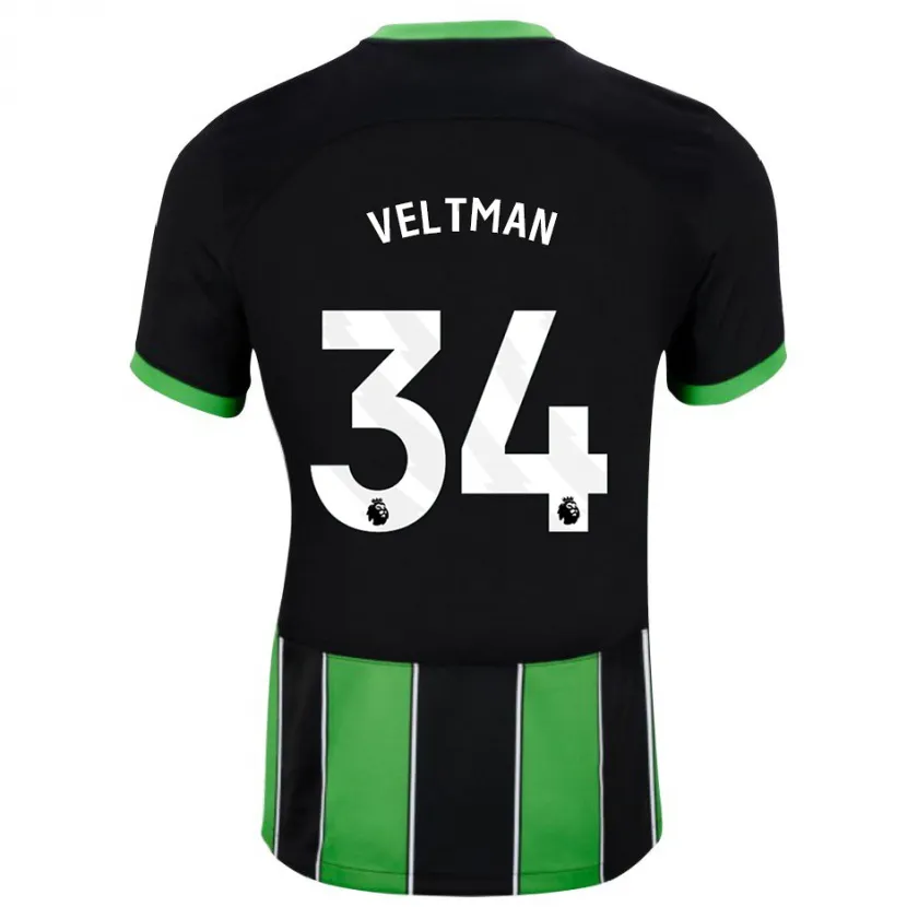 Danxen Hombre Camiseta Joël Veltman #34 Verde Negro 2ª Equipación 2023/24 La Camisa