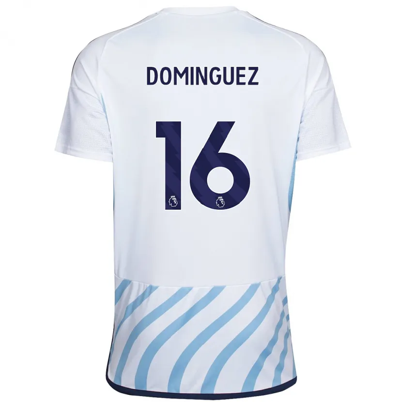 Danxen Hombre Camiseta Nicolás Domínguez #16 Blanco Azul 2ª Equipación 2023/24 La Camisa