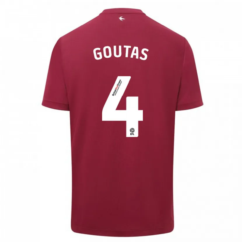 Danxen Hombre Camiseta Dimitrios Goutas #4 Rojo 2ª Equipación 2023/24 La Camisa