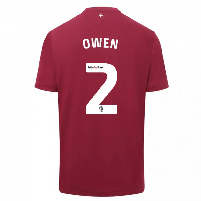 Danxen Hombre Camiseta Lisa Owen #2 Rojo 2ª Equipación 2023/24 La Camisa