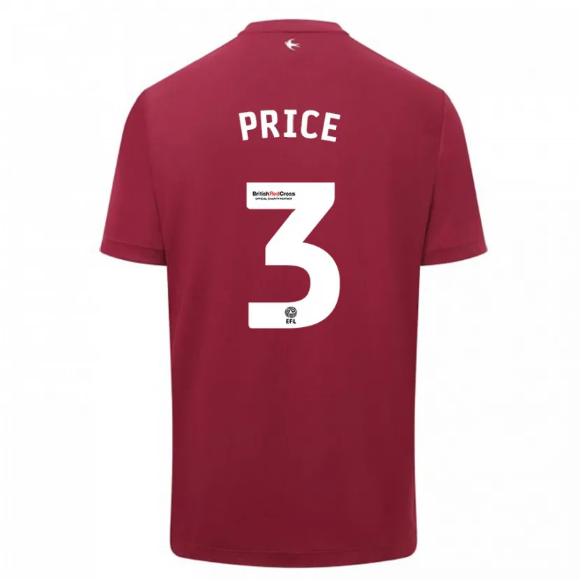 Danxen Hombre Camiseta Ffion Price #3 Rojo 2ª Equipación 2023/24 La Camisa