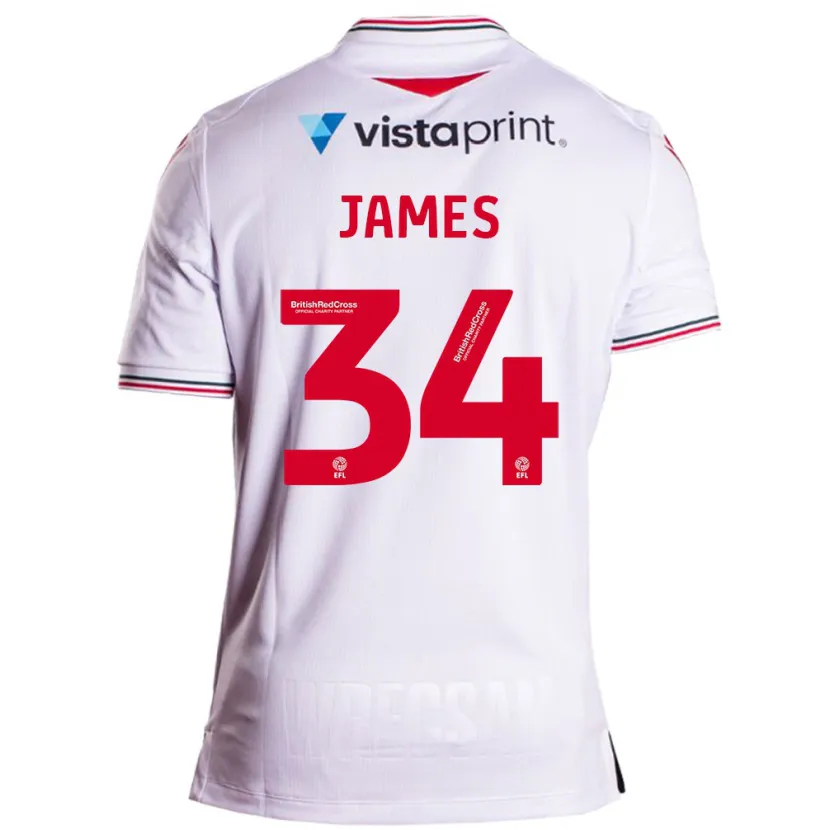 Danxen Hombre Camiseta Aaron James #34 Blanco 2ª Equipación 2023/24 La Camisa