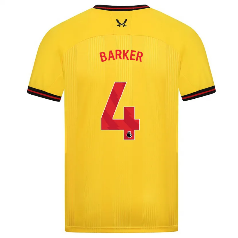 Danxen Hombre Camiseta Sophie Barker #4 Amarillo 2ª Equipación 2023/24 La Camisa