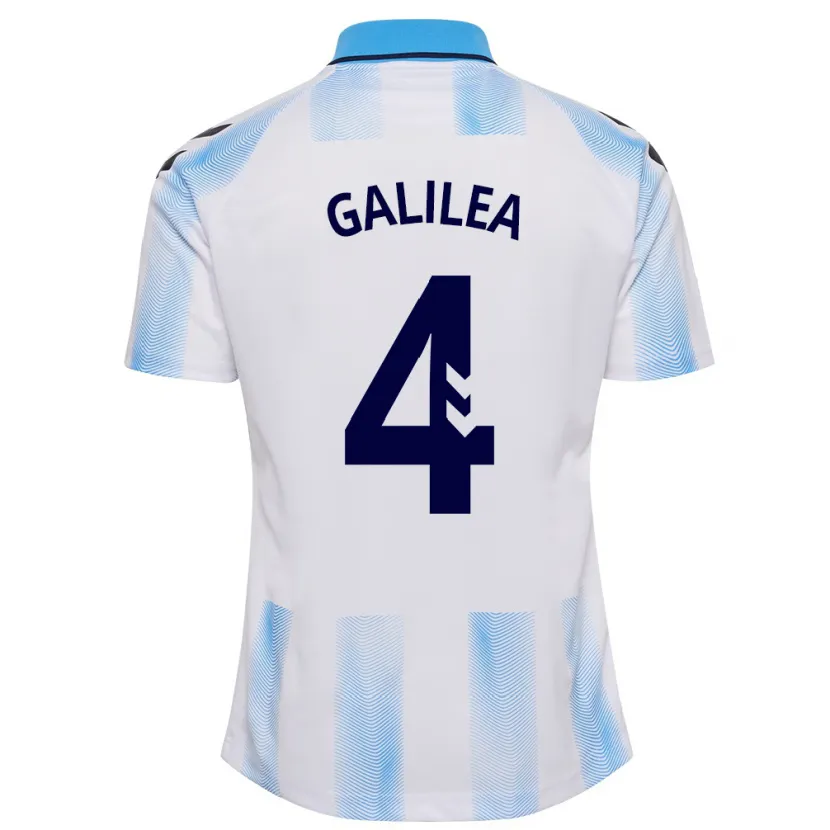 Danxen Mujer Camiseta Einar Galilea #4 Blanco Azul 1ª Equipación 2023/24 La Camisa