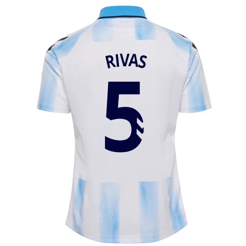 Danxen Mujer Camiseta Juande Rivas #5 Blanco Azul 1ª Equipación 2023/24 La Camisa