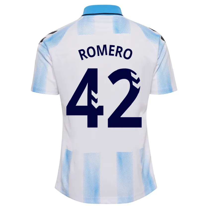 Danxen Mujer Camiseta Andrea Romero #42 Blanco Azul 1ª Equipación 2023/24 La Camisa