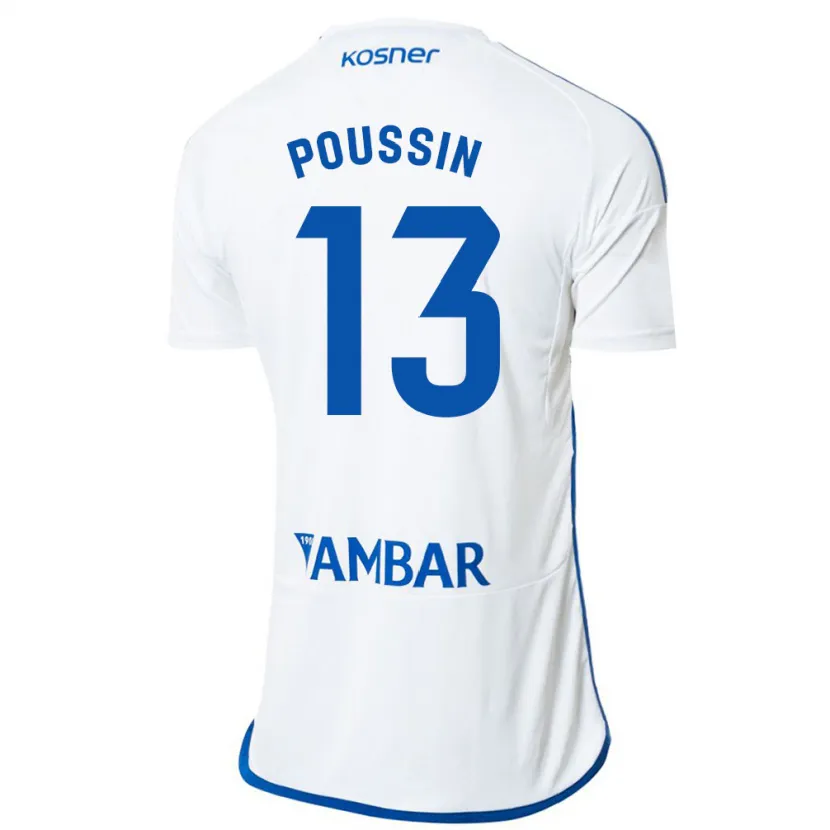 Danxen Mujer Camiseta Gaëtan Poussin #13 Blanco 1ª Equipación 2023/24 La Camisa