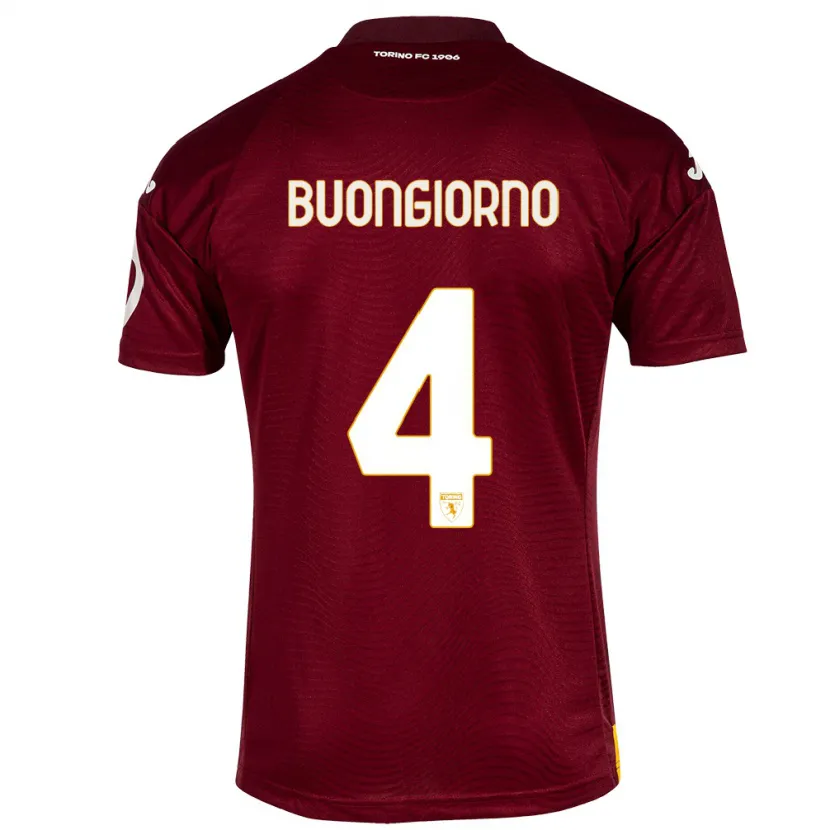 Danxen Mujer Camiseta Alessandro Buongiorno #4 Rojo Oscuro 1ª Equipación 2023/24 La Camisa