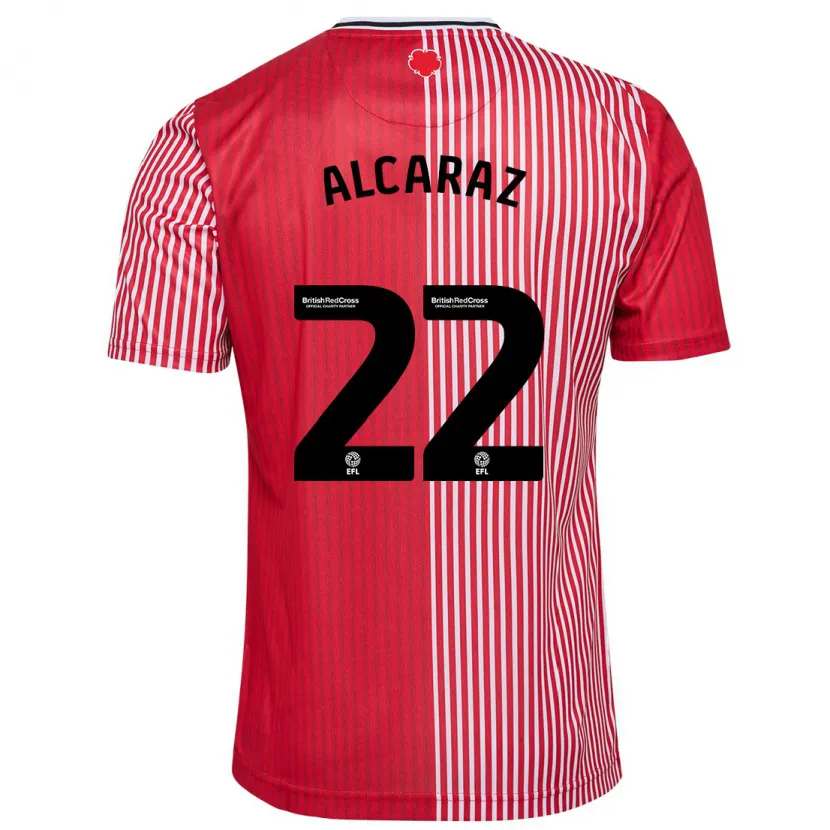 Danxen Mujer Camiseta Carlos Alcaraz #22 Rojo 1ª Equipación 2023/24 La Camisa