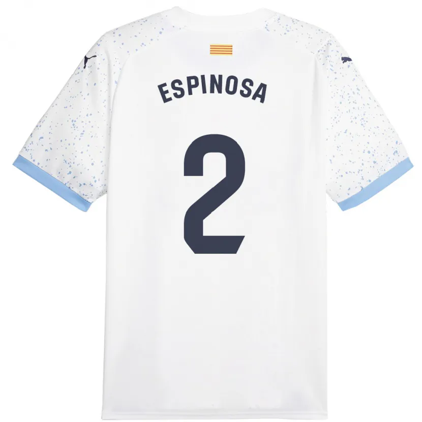 Danxen Mujer Camiseta Bernardo Espinosa #2 Blanco 2ª Equipación 2023/24 La Camisa