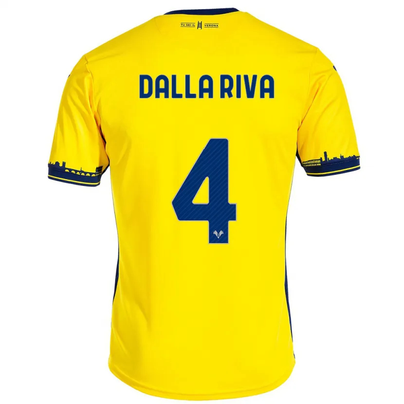 Danxen Mujer Camiseta Stefano Dalla Riva #4 Amarillo 2ª Equipación 2023/24 La Camisa