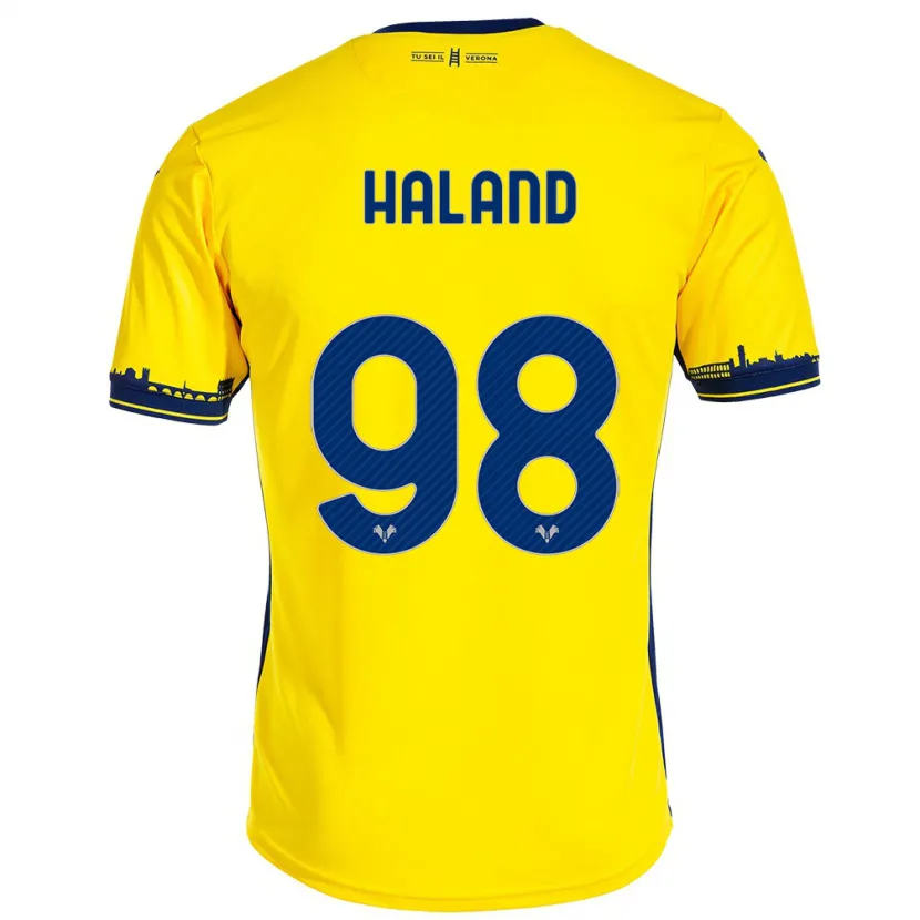 Danxen Mujer Camiseta Benedicte Iversen Håland #98 Amarillo 2ª Equipación 2023/24 La Camisa