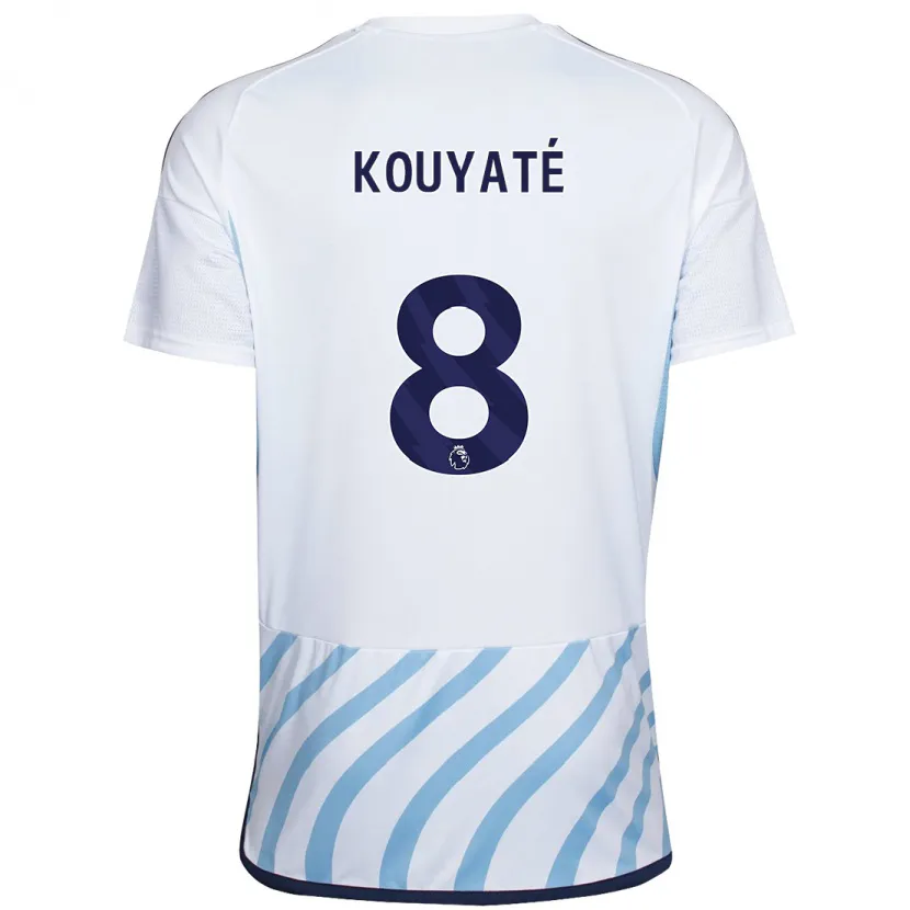 Danxen Mujer Camiseta Cheikhou Kouyaté #8 Blanco Azul 2ª Equipación 2023/24 La Camisa