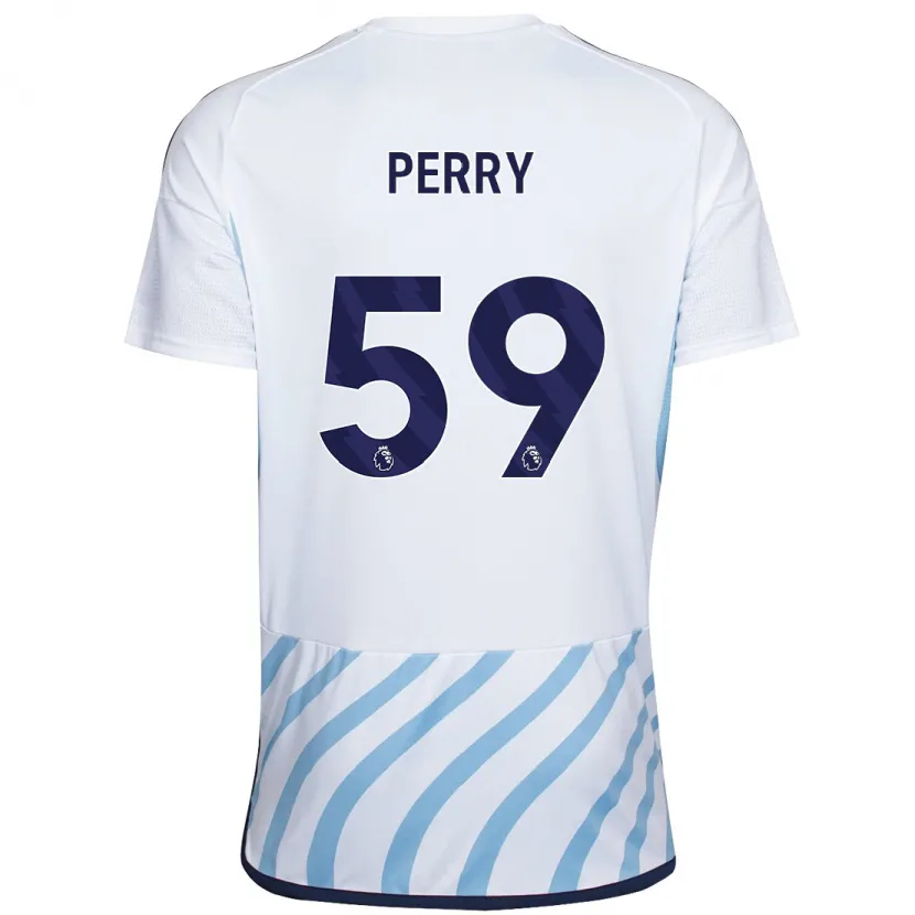 Danxen Mujer Camiseta Ben Perry #59 Blanco Azul 2ª Equipación 2023/24 La Camisa