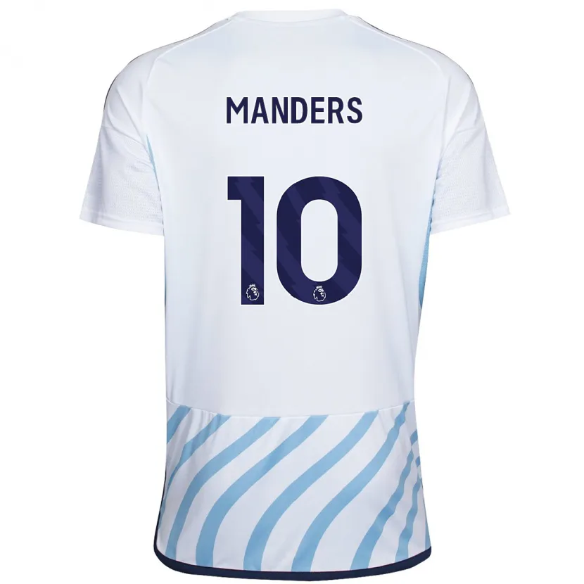 Danxen Mujer Camiseta Holly Manders #10 Blanco Azul 2ª Equipación 2023/24 La Camisa