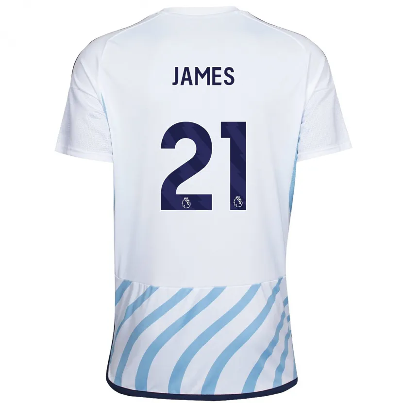 Danxen Mujer Camiseta Hayley James #21 Blanco Azul 2ª Equipación 2023/24 La Camisa