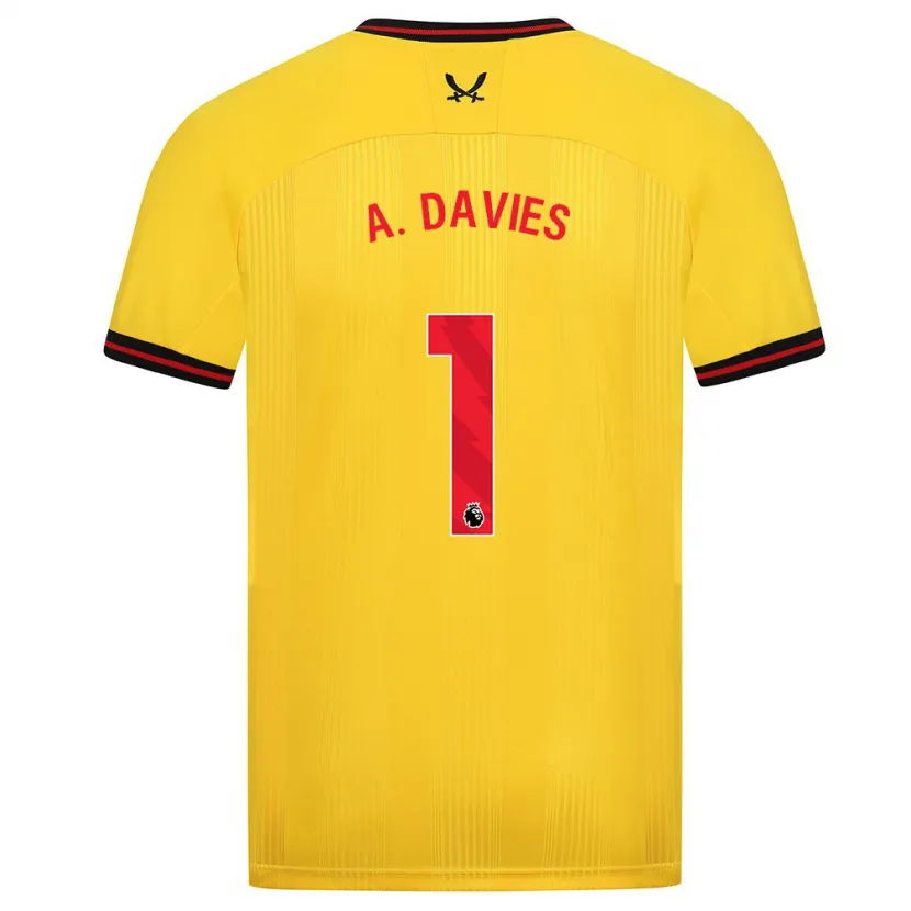 Danxen Mujer Camiseta Adam Davies #1 Amarillo 2ª Equipación 2023/24 La Camisa