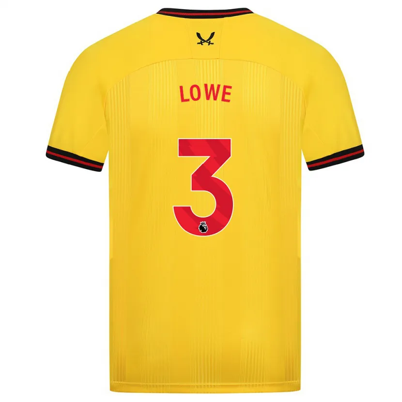 Danxen Mujer Camiseta Max Lowe #3 Amarillo 2ª Equipación 2023/24 La Camisa