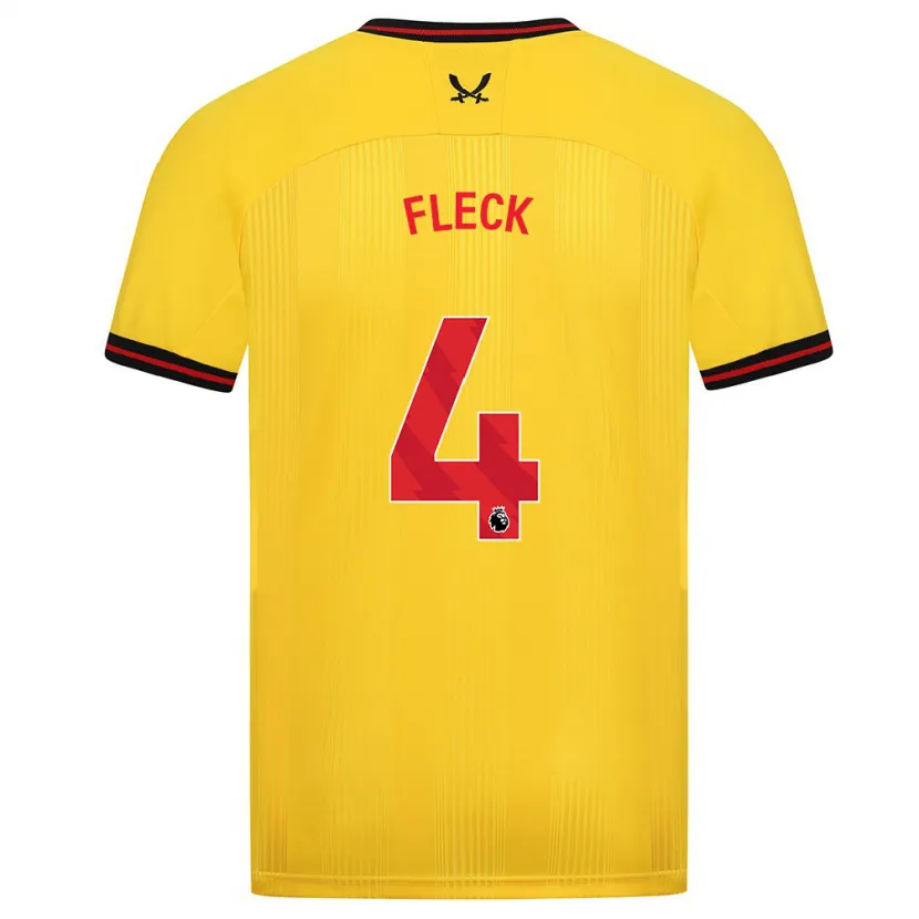 Danxen Mujer Camiseta John Fleck #4 Amarillo 2ª Equipación 2023/24 La Camisa