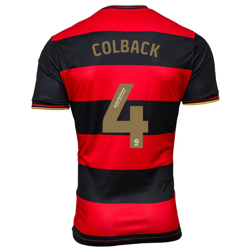 Danxen Mujer Camiseta Jack Colback #4 Negro Rojo 2ª Equipación 2023/24 La Camisa