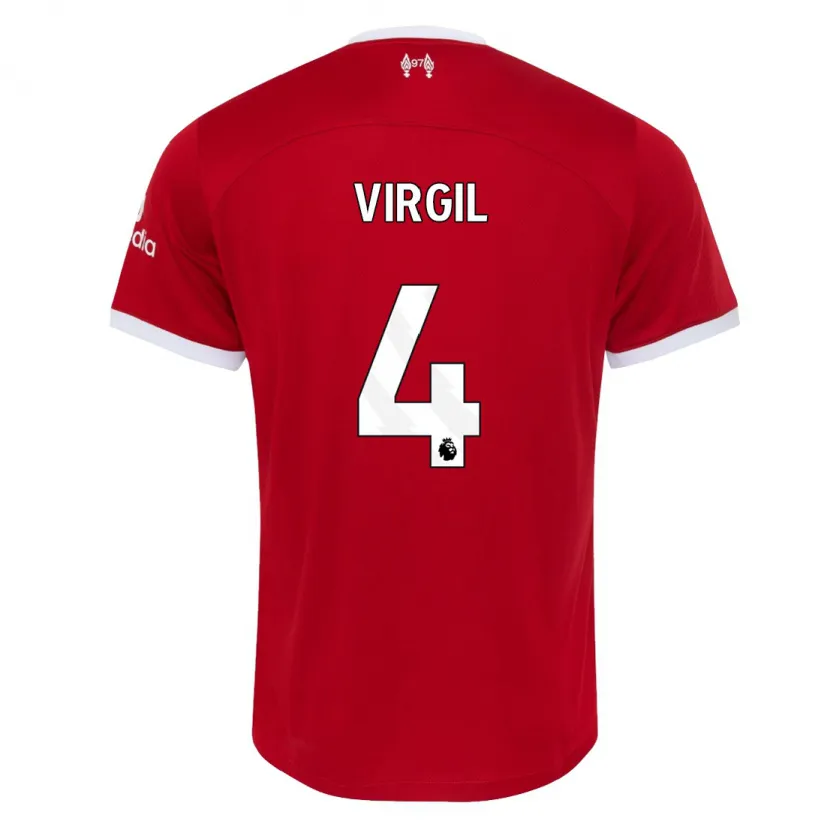 Danxen Niño Camiseta Virgil Van Dijk #4 Rojo 1ª Equipación 2023/24 La Camisa