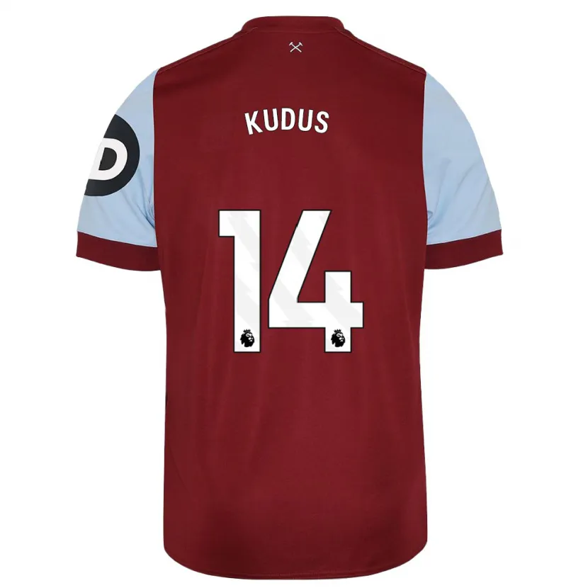 Danxen Niño Camiseta Mohammed Kudus #14 Granate 1ª Equipación 2023/24 La Camisa