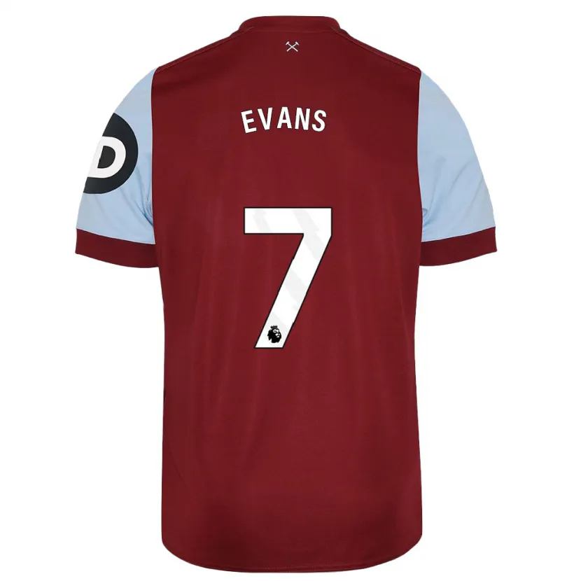 Danxen Niño Camiseta Lisa Evans #7 Granate 1ª Equipación 2023/24 La Camisa