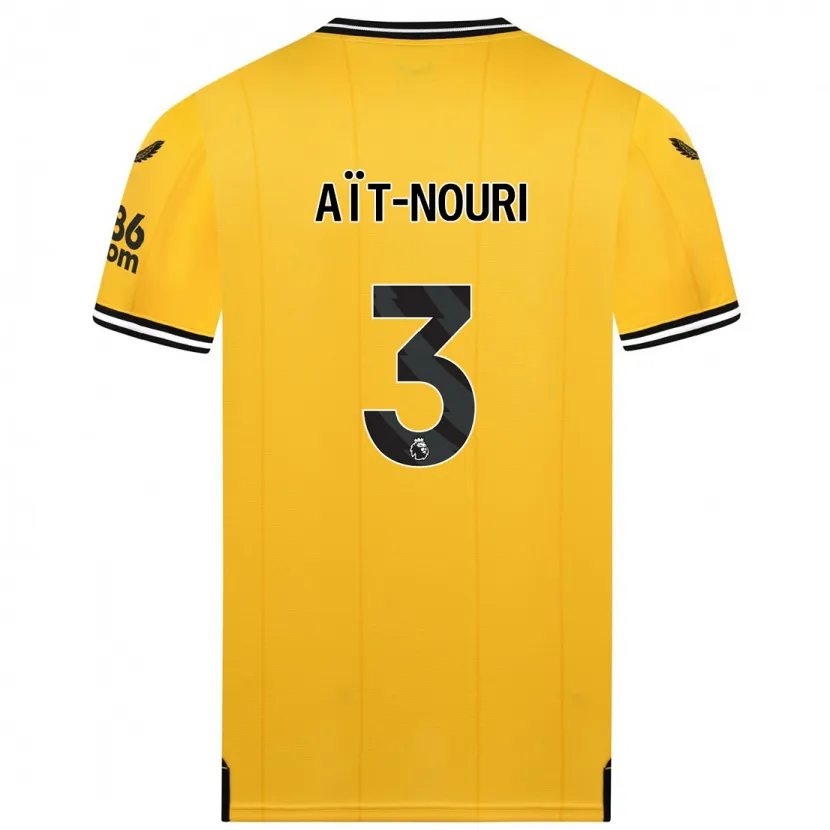 Danxen Niño Camiseta Rayan Aït-Nouri #3 Amarillo 1ª Equipación 2023/24 La Camisa