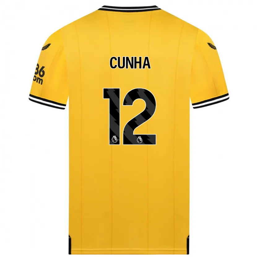 Danxen Niño Camiseta Matheus Cunha #12 Amarillo 1ª Equipación 2023/24 La Camisa