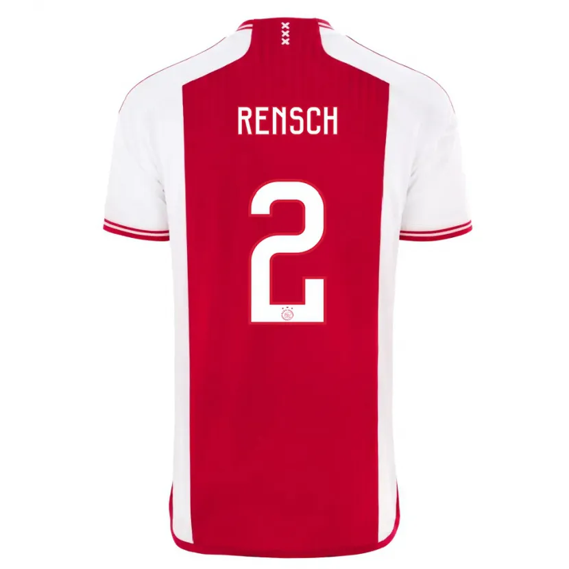 Danxen Niño Camiseta Devyne Rensch #2 Rojo Blanco 1ª Equipación 2023/24 La Camisa