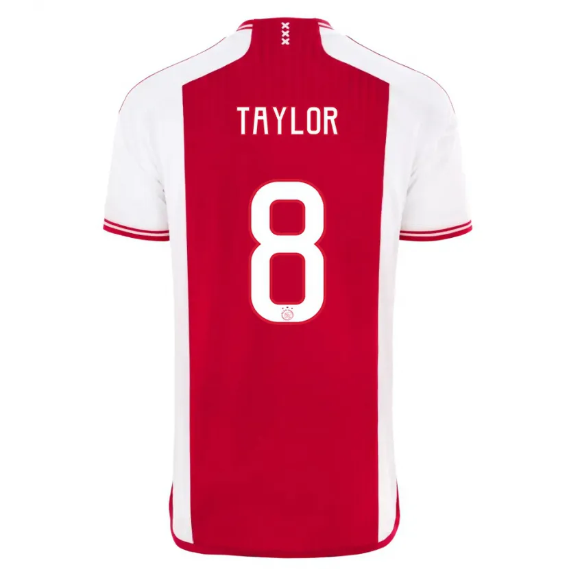 Danxen Niño Camiseta Kenneth Taylor #8 Rojo Blanco 1ª Equipación 2023/24 La Camisa